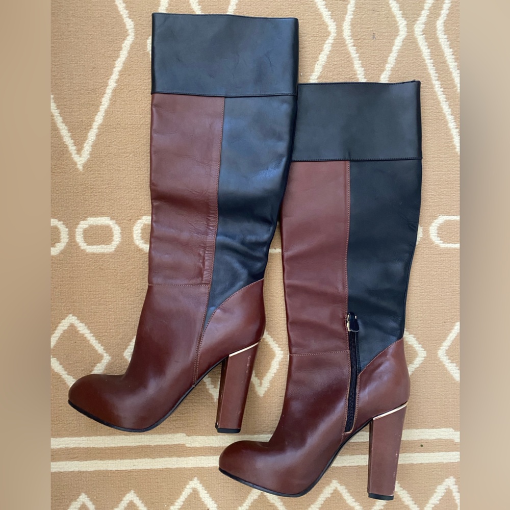 Vero Cuoio Women’s Knew High Brown / Black Leather Heeled Boots EU 38
